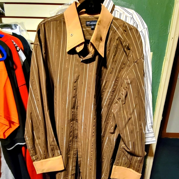 MILANO MODA Shirts Mens High Collar Button Down French Cuff Dress